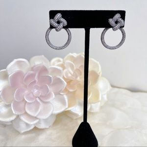 Gunmetal Micro Pave Circle Front Back Earrings NEW